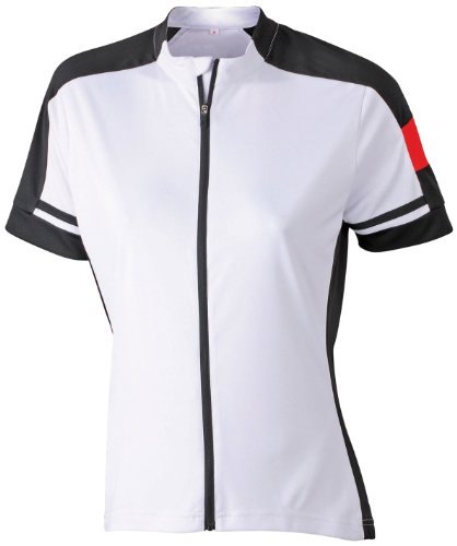 James & Nicholson Damen Sport T-Shirt Radtrikots Bike-T Full Zip weiß (white) Large von James & Nicholson