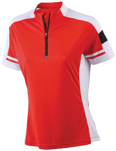 James & Nicholson Damen Sport T-Shirt Radtrikots Bike-T-Half Zip rot (red) Medium von James & Nicholson