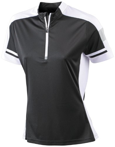 James & Nicholson Damen Sport T-Shirt Radtrikots Bike-T-Half Zip schwarz (black) Medium von James & Nicholson