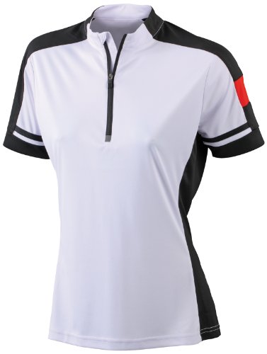 James & Nicholson Damen Sport T-Shirt Radtrikots Bike-T-Half Zip weiß (white) Medium von James & Nicholson