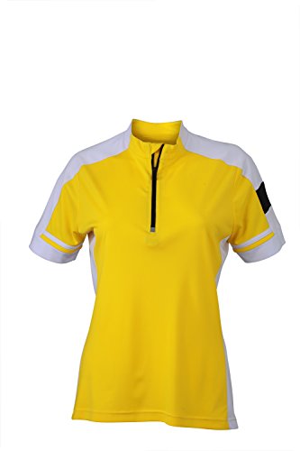 James & Nicholson Damen Sport T-Shirt Trikot Ladies' Bike-T Half Zip gelb (Sun-Yellow) Medium von James & Nicholson