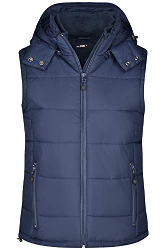 James & Nicholson Damen Steppweste - Taillierte Weste mit abnehmbarer Kapuze | Farbe: navy | Grösse: S von James & Nicholson