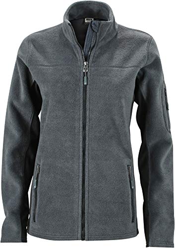 James & Nicholson Damen Strapazierfähige Fleece Jacke im Materialmix (XL, Carbon/Black) von James & Nicholson