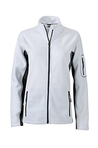 James & Nicholson Damen Strapazierfähige Fleece Jacke im Materialmix (XL, White/Carbon) von James & Nicholson