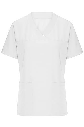 James & Nicholson Damen Stretch-Kasack - Leicht-taillierter und elastischer Kasack mit V-Ausschnitt | Farbe: White | Grösse: XS von James & Nicholson