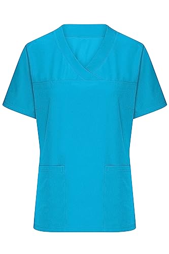 James & Nicholson Damen Stretch-Kasack - Leicht-taillierter und elastischer Kasack mit V-Ausschnitt | Farbe: turquoise | Grösse: XL von James & Nicholson