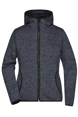 James & Nicholson Damen Strick Kapuzenjacke - Taillierte Kapuzenjacke in melierter Strickoptik | Farbe: dark-melange/black | Grösse: XL von James & Nicholson