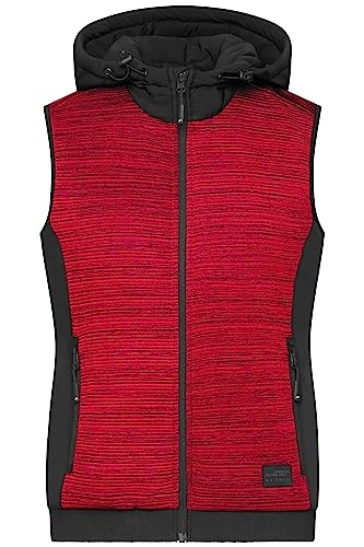 James & Nicholson Damen Strickfleece Weste - Wattierte Weste im Materialmix mit elastischen Einsätzen | Farbe: red-melange/black | Grösse: 4XL von James & Nicholson