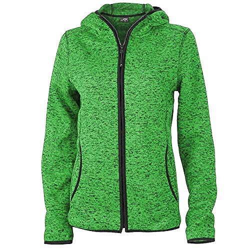 James & Nicholson - Damen Strickfleecejacke / green-melange/black, M von James & Nicholson