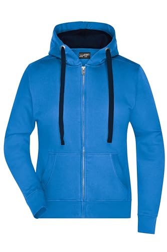 James & Nicholson Damen Sweatjacke Bionic® - Hochwertige Kapuzenjacke mit wasser-und schmutzabweisender Ausrüstung | Farbe: cobalt/navy | Grösse: M von James & Nicholson