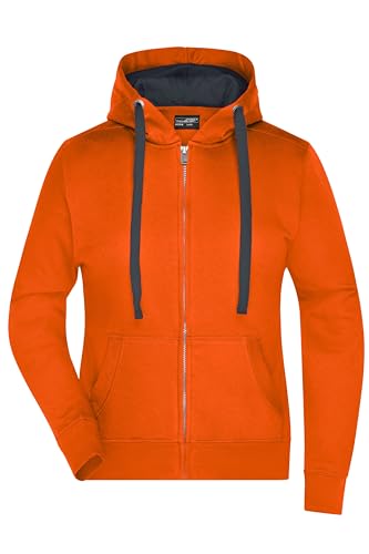 James & Nicholson Damen Sweatjacke Bionic® - Hochwertige Kapuzenjacke mit wasser-und schmutzabweisender Ausrüstung | Farbe: dark-orange/carbon | Grösse: XXL von James & Nicholson