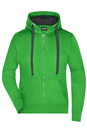 James & Nicholson Damen Sweatjacke Bionic® - Hochwertige Kapuzenjacke mit wasser-und schmutzabweisender Ausrüstung | Farbe: green/carbon | Grösse: S von James & Nicholson