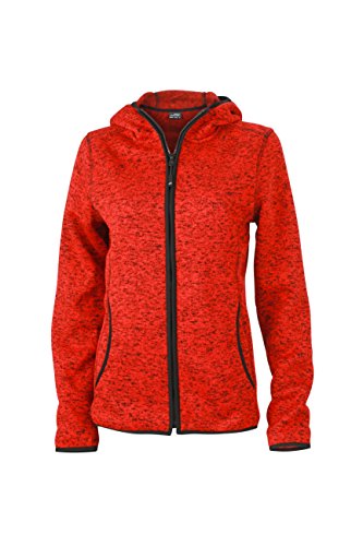 James & Nicholson Damen Sweatshirt Fleece Ladies'Knitted Hoody rot (Red-Melange/Black) XX-Large von James & Nicholson