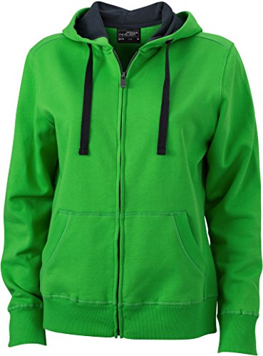 James & Nicholson Damen Sweatshirt Sweatjacke Ladies' Hooded Jacket grün (green/carbon) Small von James & Nicholson