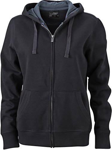James & Nicholson Damen Sweatshirt Sweatjacke Ladies' Hooded Jacket schwarz (black/carbon) X-Large von James & Nicholson