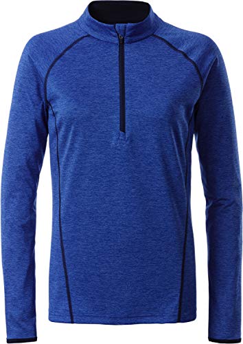 James & Nicholson Damen Ladies' Sportsshirt Longsleeve T-Shirt, Blau (Blue-Melange/Navy), Medium von James & Nicholson