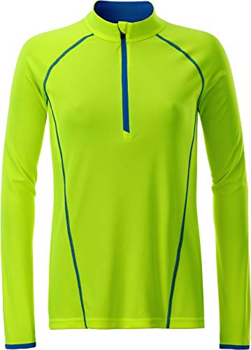 James & Nicholson Damen Ladies' Sportsshirt Longsleeve T-Shirt, Gelb (Bright-Yellow/Bright-Blue), Large von James & Nicholson