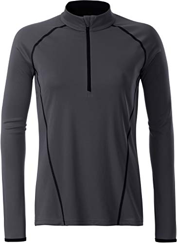 James & Nicholson Damen Ladies' Sportsshirt Longsleeve T-Shirt, Grau (Titan/Black), Medium von James & Nicholson