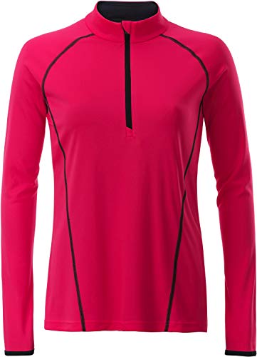 James & Nicholson Damen Ladies' Sportsshirt Longsleeve T-Shirt, Rosa (Bright-Pink/Titan), Large von James & Nicholson