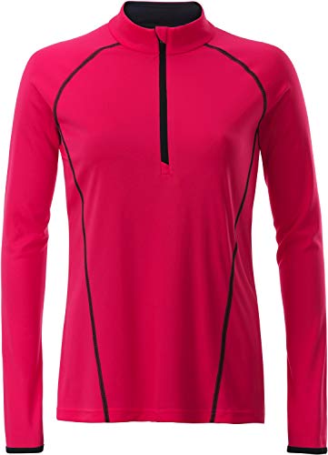 James & Nicholson Damen Ladies' Sportsshirt Longsleeve T-Shirt, Rosa (Bright-Pink/Titan), Medium von James & Nicholson
