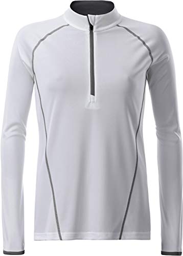 James & Nicholson Damen Ladies' Sportsshirt Longsleeve T-Shirt, Weiß (White/Silver), Large von James & Nicholson