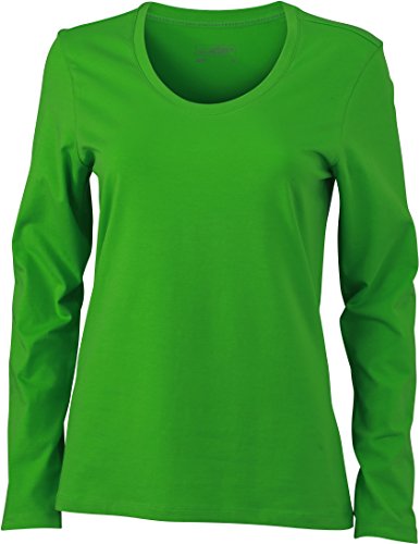 James & Nicholson Damen T-Shirt Langarmshirt Ladies Stretch Shirt Long Sleeve Large Lime/Green von James & Nicholson
