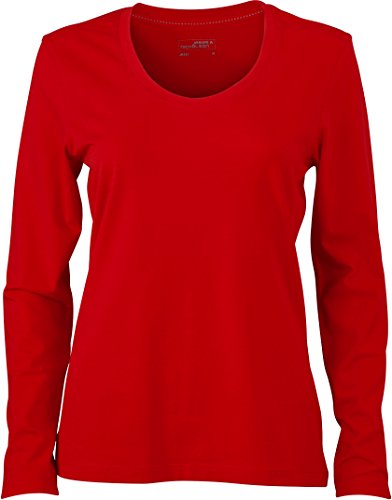 James & Nicholson Damen T-Shirt Langarmshirt Ladies Stretch Shirt Long Sleeve Medium Red von James & Nicholson