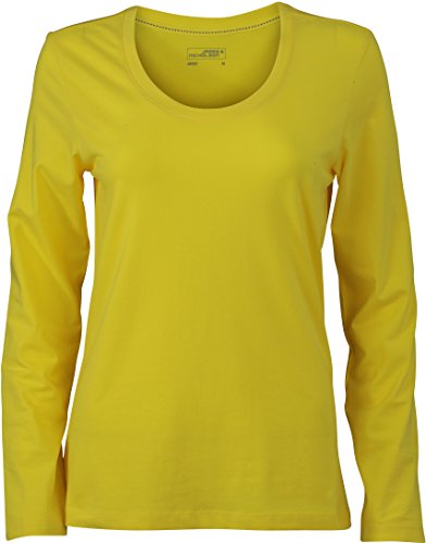 James & Nicholson Damen T-Shirt Langarmshirt Ladies Stretch Shirt Long Sleeve Small Yellow von James & Nicholson