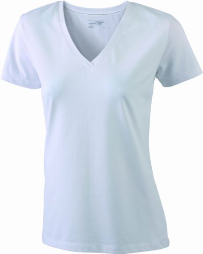 James & Nicholson Damen T-Shirt Stretch Vee X-Large white von James & Nicholson