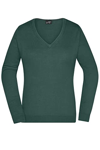 James & Nicholson Damen V-Pullover - Leichter Strickpullover in hochwertiger Ausführung | Farbe: Forest-Green | Grösse: S von James & Nicholson