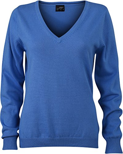 James & Nicholson Damen V-Pullover - Leichter Strickpullover in hochwertiger Ausführung | Farbe: Glacier-Blue | Grösse: L von James & Nicholson