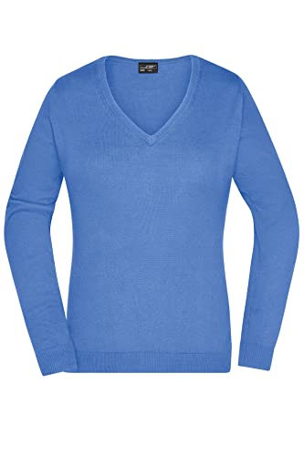 James & Nicholson Damen V-Pullover - Leichter Strickpullover in hochwertiger Ausführung | Farbe: glacier-blue | Grösse: XL von James & Nicholson