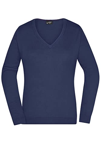 James & Nicholson Damen V-Pullover - Leichter Strickpullover in hochwertiger Ausführung | Farbe: Navy | Grösse: M von James & Nicholson