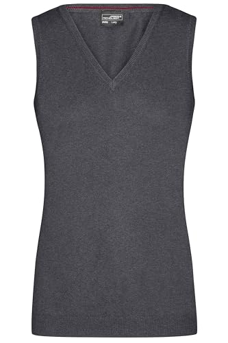 James & Nicholson Damen V-Pullunder - Tailliert geschnittener Pullunder mit tiefem V-Ausschnitt | Farbe: anthracite-melange | Grösse: M von James & Nicholson