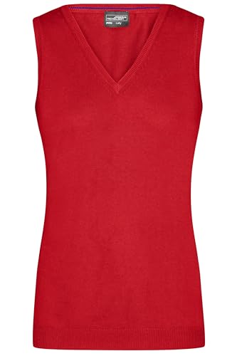 James & Nicholson Damen V-Pullunder - Tailliert geschnittener Pullunder mit tiefem V-Ausschnitt | Farbe: red | Grösse: M von James & Nicholson