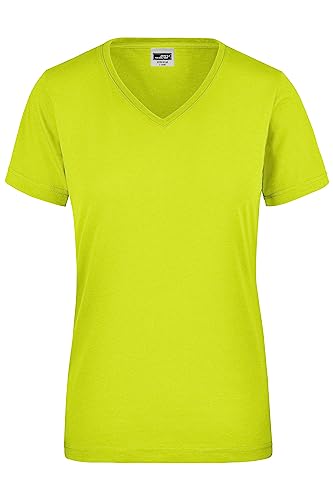 James & Nicholson Damen Workwear T-Shirt Signal - Leicht tailliertes T-Shirt in Neon-Farben mit V-Ausschnitt | Farbe: neon-Yellow | Grösse: S von James & Nicholson