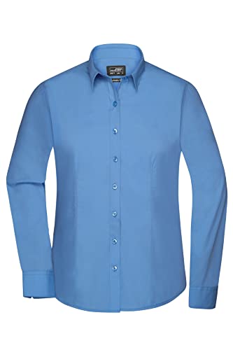 James & Nicholson Damenbluse Poplin Langarm - Taillierte Bluse in pflegeleichtem Materialmix | Farbe: Aqua | Grösse: L von James & Nicholson