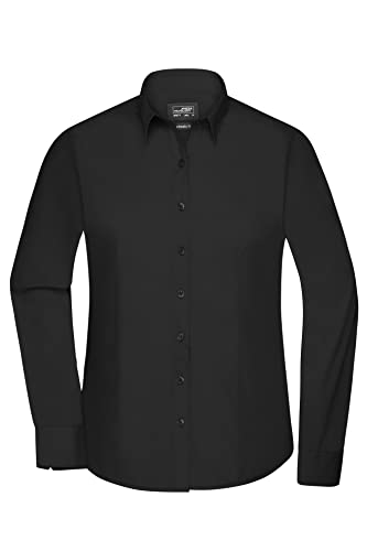 James & Nicholson Damenbluse Poplin Langarm - Taillierte Bluse in pflegeleichtem Materialmix | Farbe: Black | Grösse: 3XL von James & Nicholson