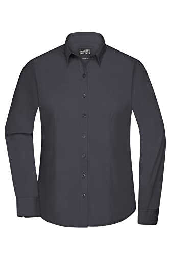 James & Nicholson Damenbluse Poplin Langarm - Taillierte Bluse in pflegeleichtem Materialmix | Farbe: Carbon | Grösse: M von James & Nicholson