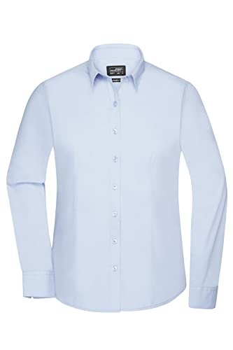 James & Nicholson Damenbluse Poplin Langarm - Taillierte Bluse in pflegeleichtem Materialmix | Farbe: Light-Blue | Grösse: L von James & Nicholson