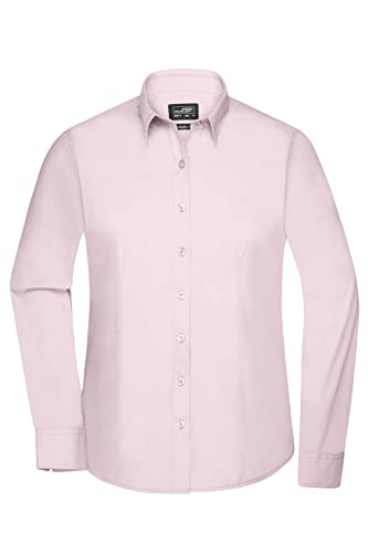James & Nicholson Damenbluse Poplin Langarm - Taillierte Bluse in pflegeleichtem Materialmix | Farbe: Light-pink | Grösse: 3XL von James & Nicholson