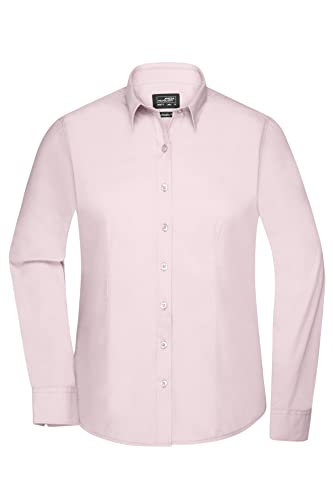 James & Nicholson Damenbluse Poplin Langarm - Taillierte Bluse in pflegeleichtem Materialmix | Farbe: light-pink | Grösse: XXL von James & Nicholson