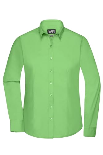 James & Nicholson Damenbluse Poplin Langarm - Taillierte Bluse in pflegeleichtem Materialmix | Farbe: lime-green | Grösse: XXL von James & Nicholson