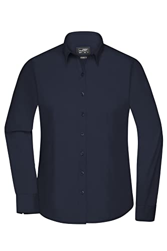 James & Nicholson Damenbluse Poplin Langarm - Taillierte Bluse in pflegeleichtem Materialmix | Farbe: Navy | Grösse: 3XL von James & Nicholson