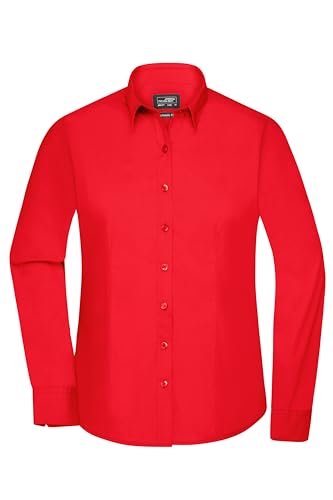 James & Nicholson Damenbluse Poplin Langarm - Taillierte Bluse in pflegeleichtem Materialmix | Farbe: Tomato | Grösse: S von James & Nicholson