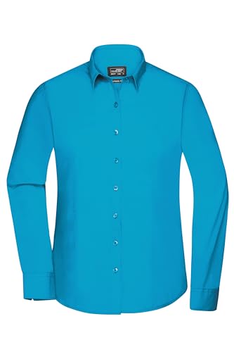 James & Nicholson Damenbluse Poplin Langarm - Taillierte Bluse in pflegeleichtem Materialmix | Farbe: turquoise | Grösse: S von James & Nicholson