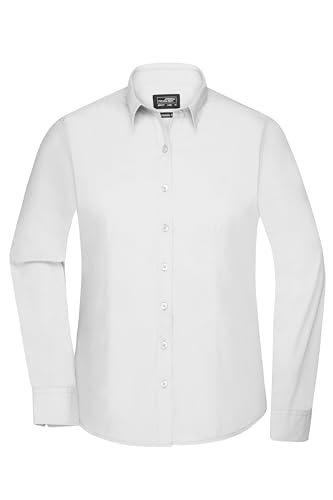 James & Nicholson Damenbluse Poplin Langarm - Taillierte Bluse in pflegeleichtem Materialmix | Farbe: White | Grösse: XL von James & Nicholson