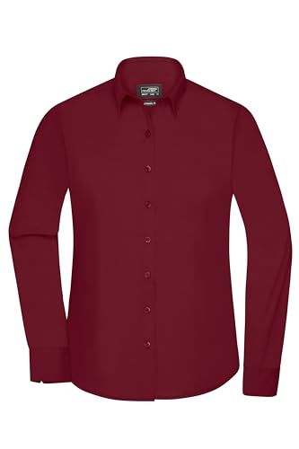 James & Nicholson Damenbluse Poplin Langarm - Taillierte Bluse in pflegeleichtem Materialmix | Farbe: Wine | Grösse: 3XL von James & Nicholson