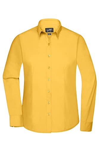 James & Nicholson Damenbluse Poplin Langarm - Taillierte Bluse in pflegeleichtem Materialmix | Farbe: Yellow | Grösse: M von James & Nicholson