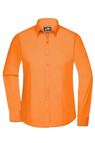 James & Nicholson Damenbluse Poplin Langarm - Taillierte Bluse in pflegeleichtem Materialmix | Farbe: orange | Grösse: XS von James & Nicholson